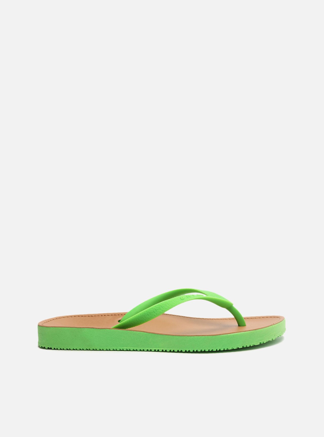 Chinelo de Dedo Verde Palmilha Marrom — foto 3