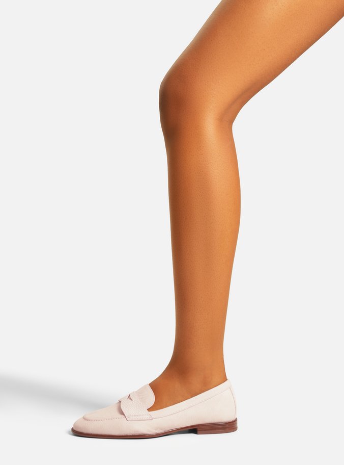 Mocassim Rosa Soft Couro Bico Redondo Tira