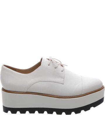Oxford Couro Plataforma Bianco Color Line Black
