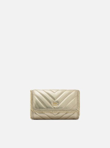 Arezzo — Bolsa Tiracolo Dourada Pequena Matelassê Corrente