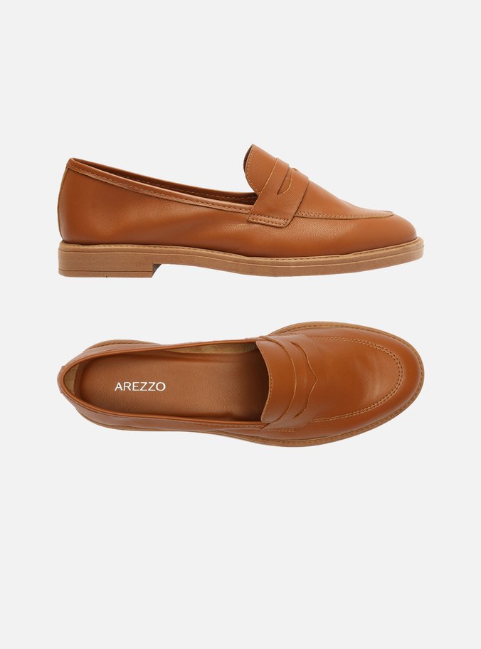 Mocassim Marrom Couro Bico Redondo Básico Easy