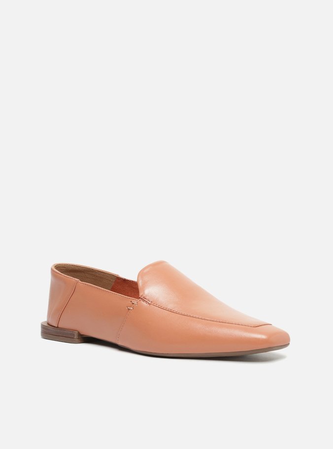 Mocassim Rosa Couro Salto Baixo Geométrico