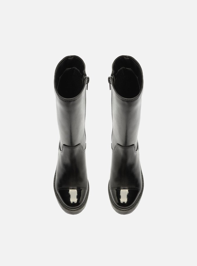 Bota Infantil Preta Cano Alto Biqueira Bambini