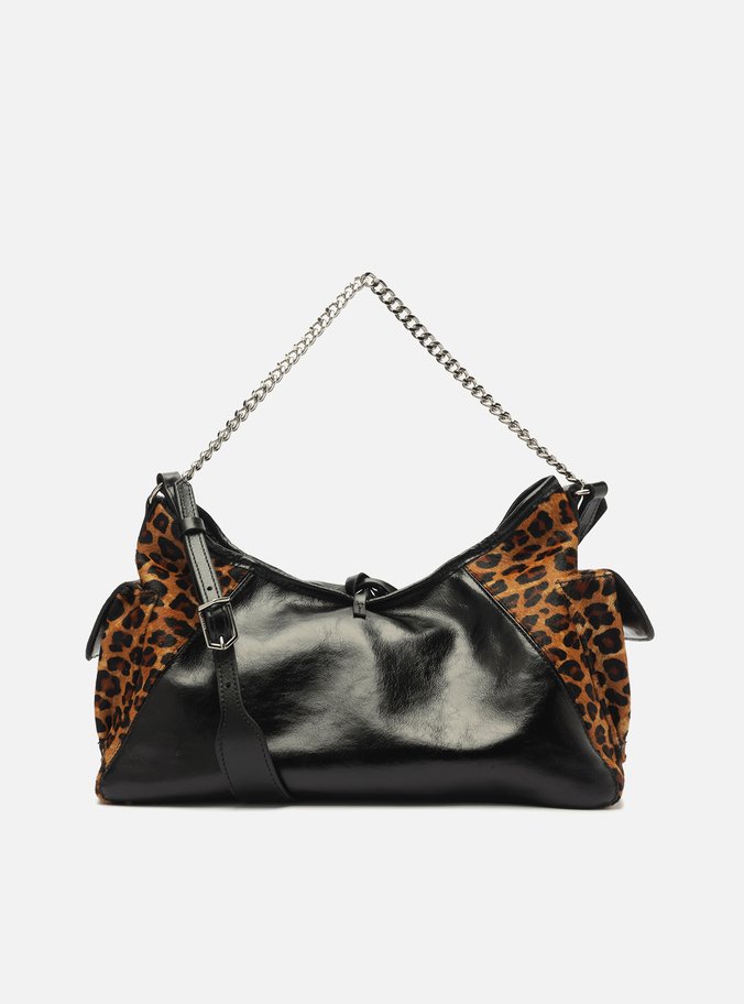 Bolsa Tiracolo Pelo Leopard Pequena Laço