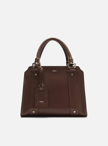 Bolsa Tote Marrom Escuro Couro Piazza Média