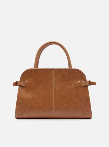 Arezzo — Bolsa Tote Caramelo Croco Grande Rebites