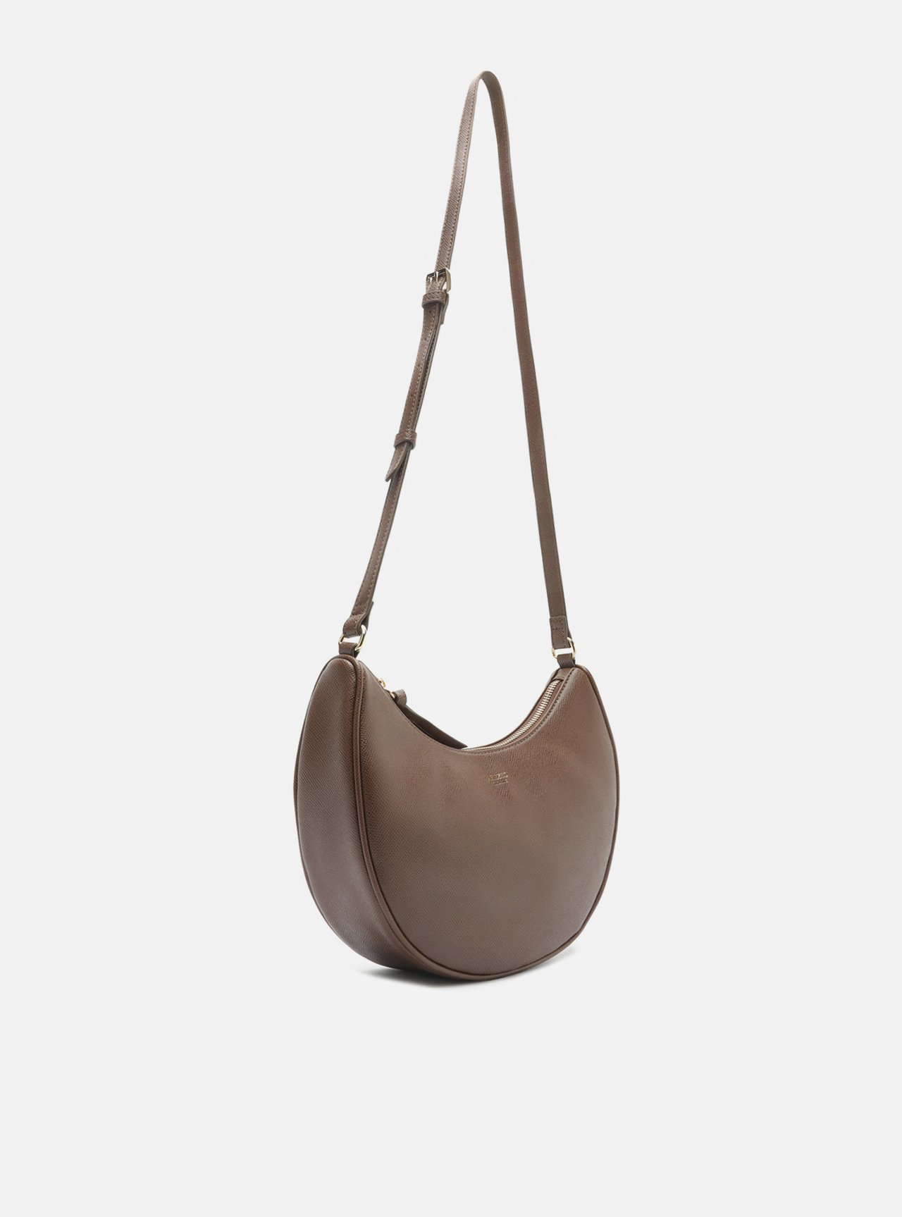 Bolsa Hobo Marrom Média Granulada Metais Dourados — foto 2