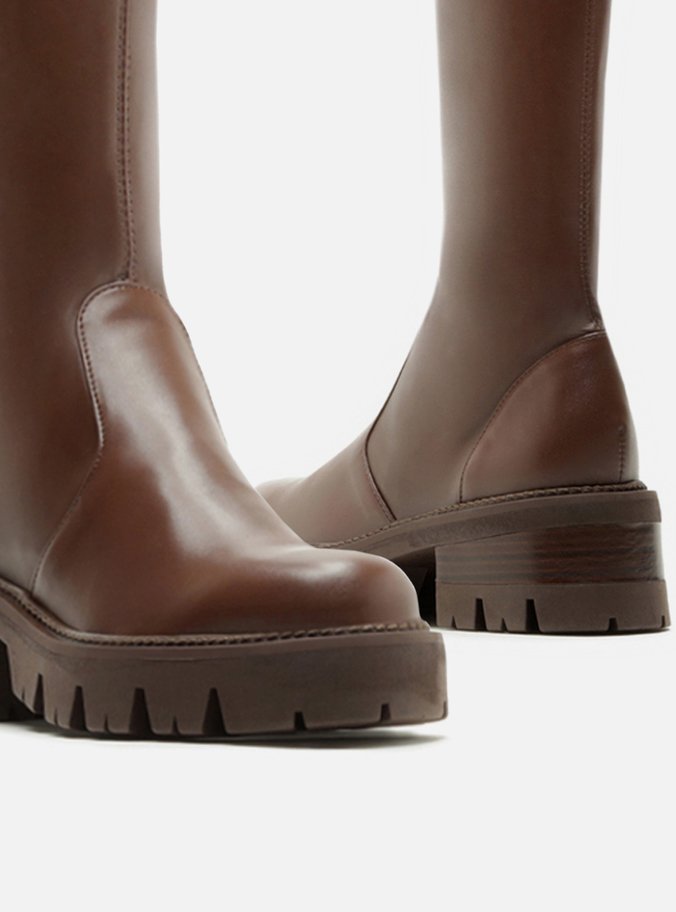 Bota Over The Knee Marrom Couro