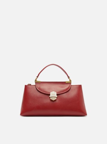 Arezzo — Bolsa Satchel Vermelha Couro Média Peça Metal