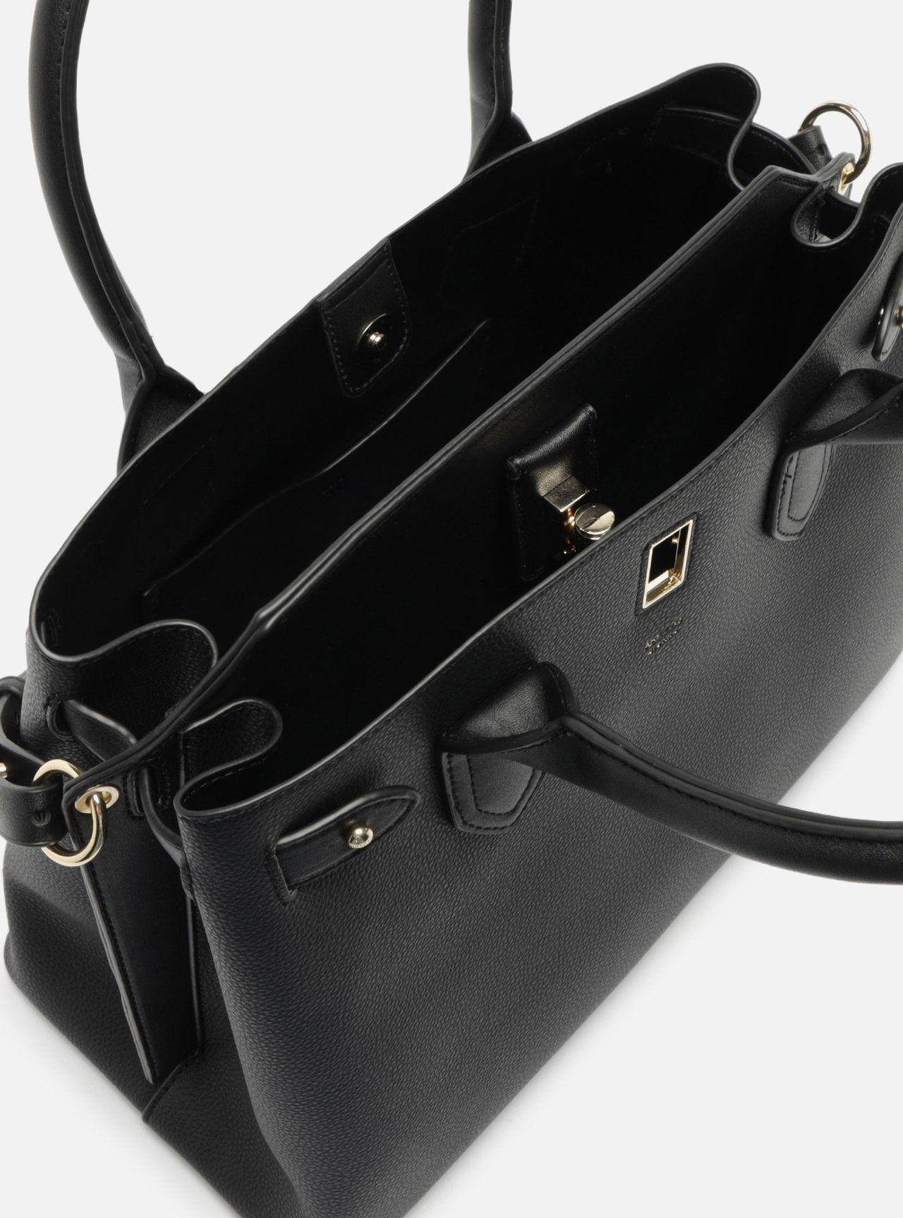 Bolsa Tote Preta Grande Encaixe Metal — foto 4