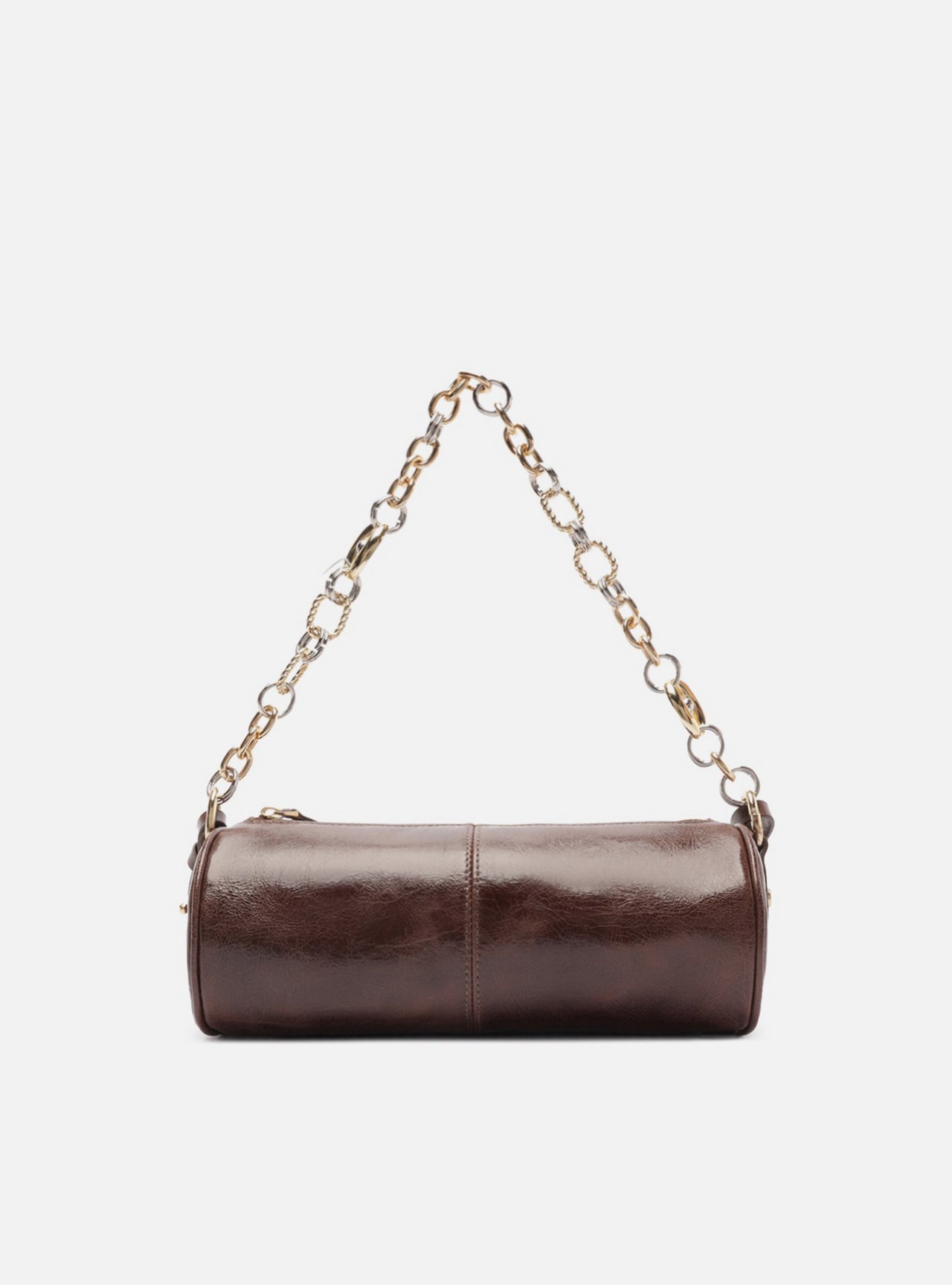 Bolsa Shoulder Marrom Couro Média Corrente Elos — foto 1