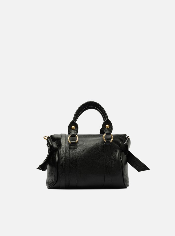 Bolsa Tote Preta Couro Pequena Alças Mix