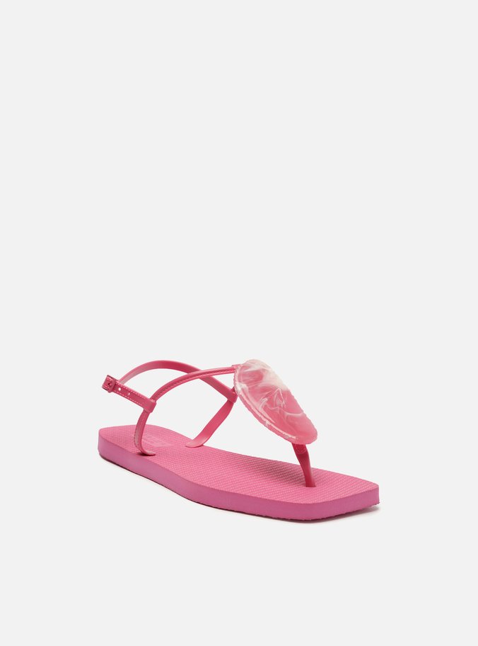 Sandália Rasteira Rosa Slim Square Quartzo