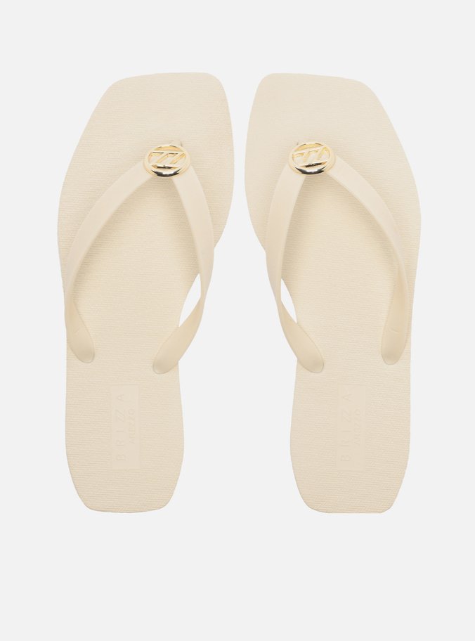 Chinelo de Dedo Branco Square Metal Brizza