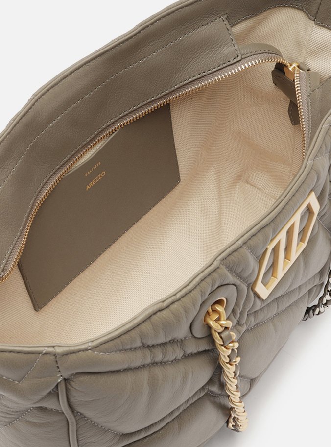 Bolsa Shopping Cinza Couro Emma Grande