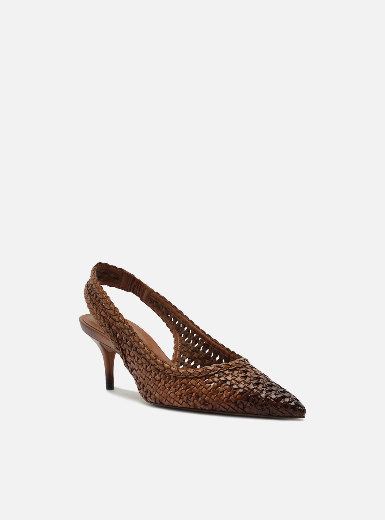 Scarpin Marrom Tressê Salto Fino Slingback — foto 2