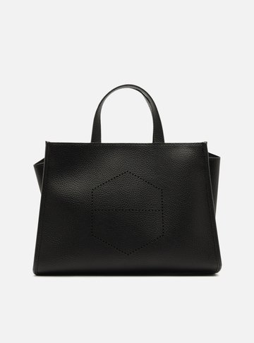 Arezzo — Bolsa Tote Preta Grande Logo Perfurado
