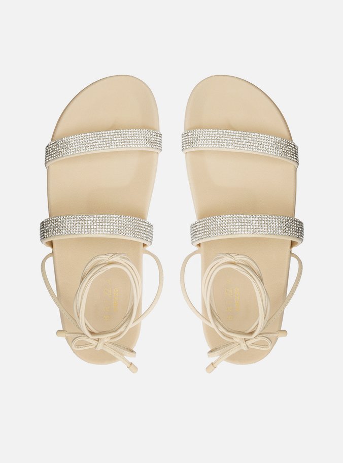 Sandália Nude Strass Flatform Luna Amarração