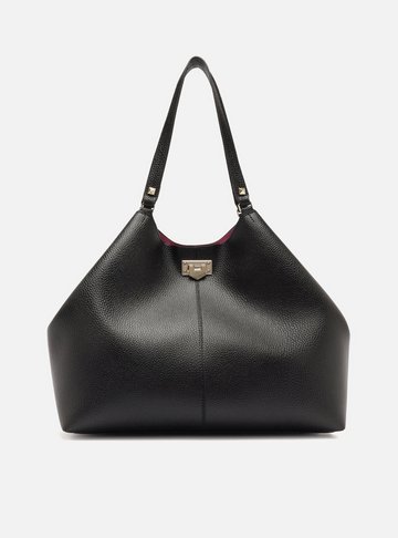 Bolsa Shopping Preta Grande Encaixe Metal