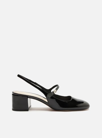 Sapato Boneca Preto Verniz Slingback