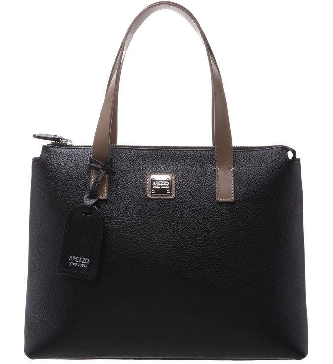 Bolsa Tote Média Lavínea Couro Preta