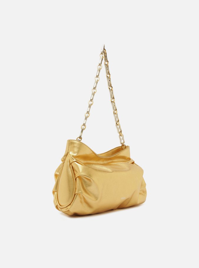 Bolsa Tiracolo Dourada Couro Média Corrente Mix