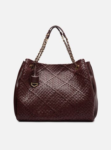 Bolsa Shopping Vinho Couro Tressê Cruzado Grande