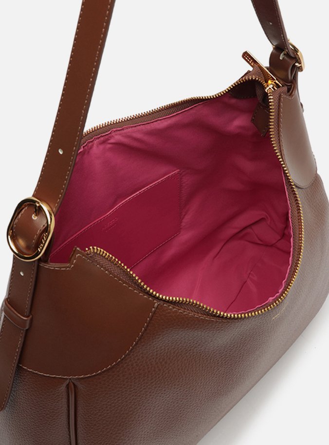 Bolsa Hobo Marrom Grande Detalhe Recorte