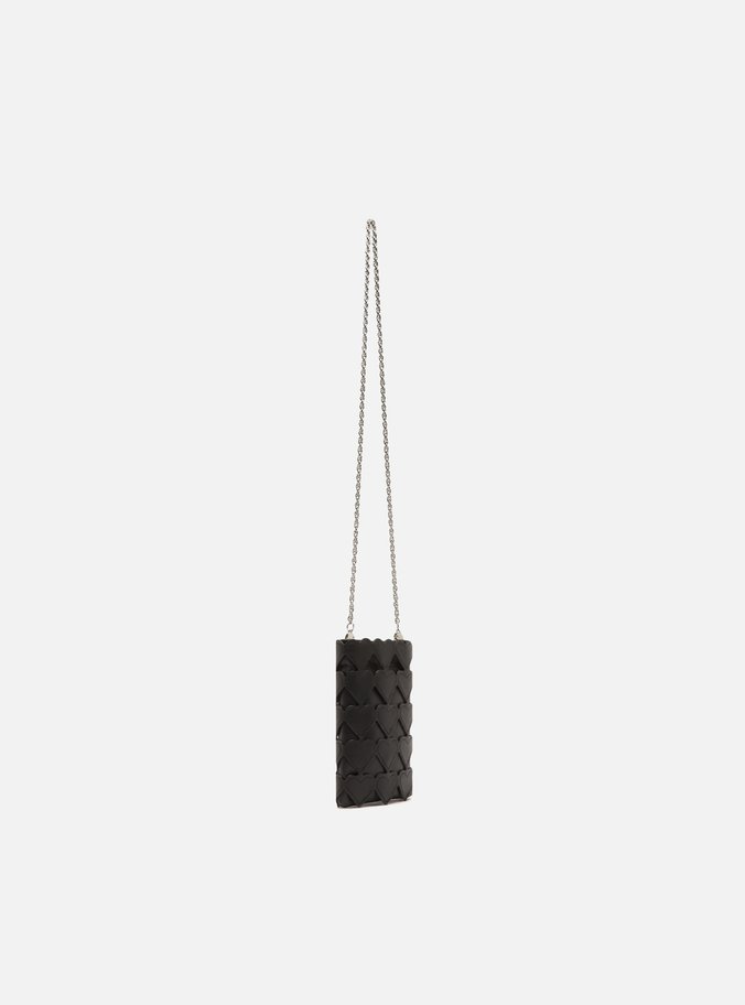 Mini Bag Preta Couro Porta-Celular Love
