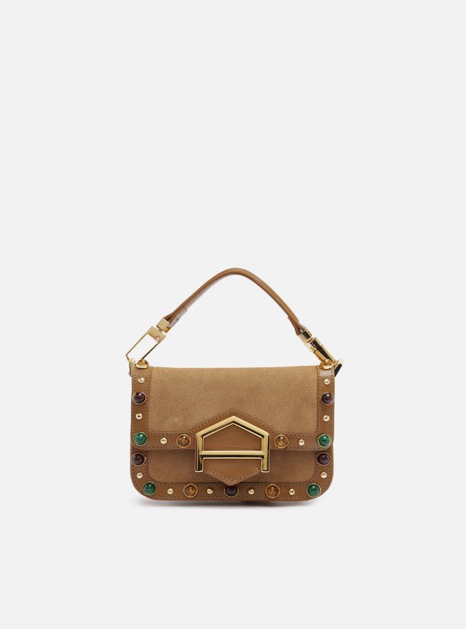 Bolsa Tiracolo Marrom Couro A001 Pequena Pedras