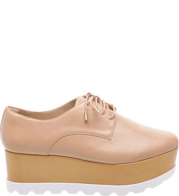 Oxford Couro Plataforma Nude-Vintage