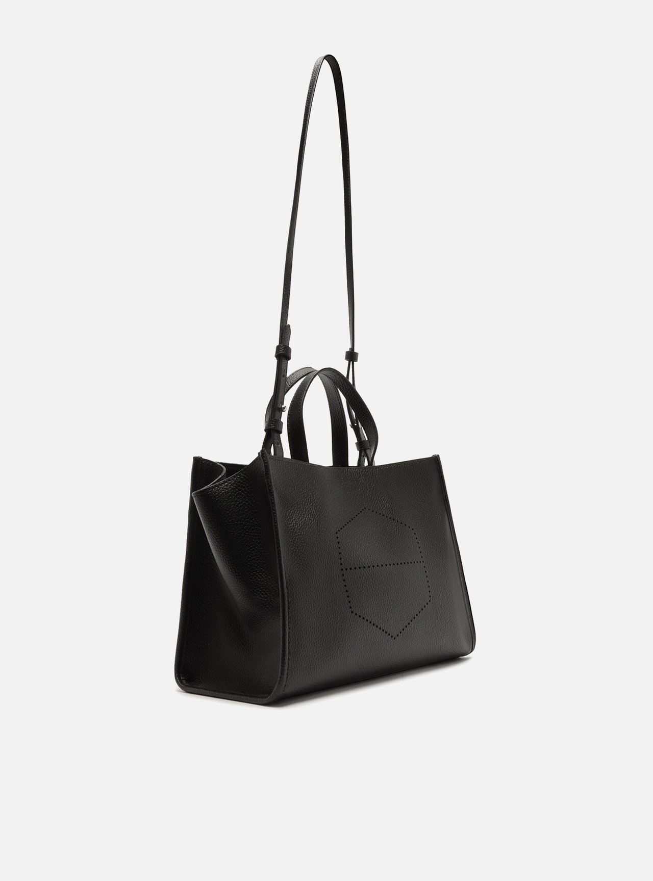 Bolsa Tote Preta Grande Logo Perfurado — foto 5
