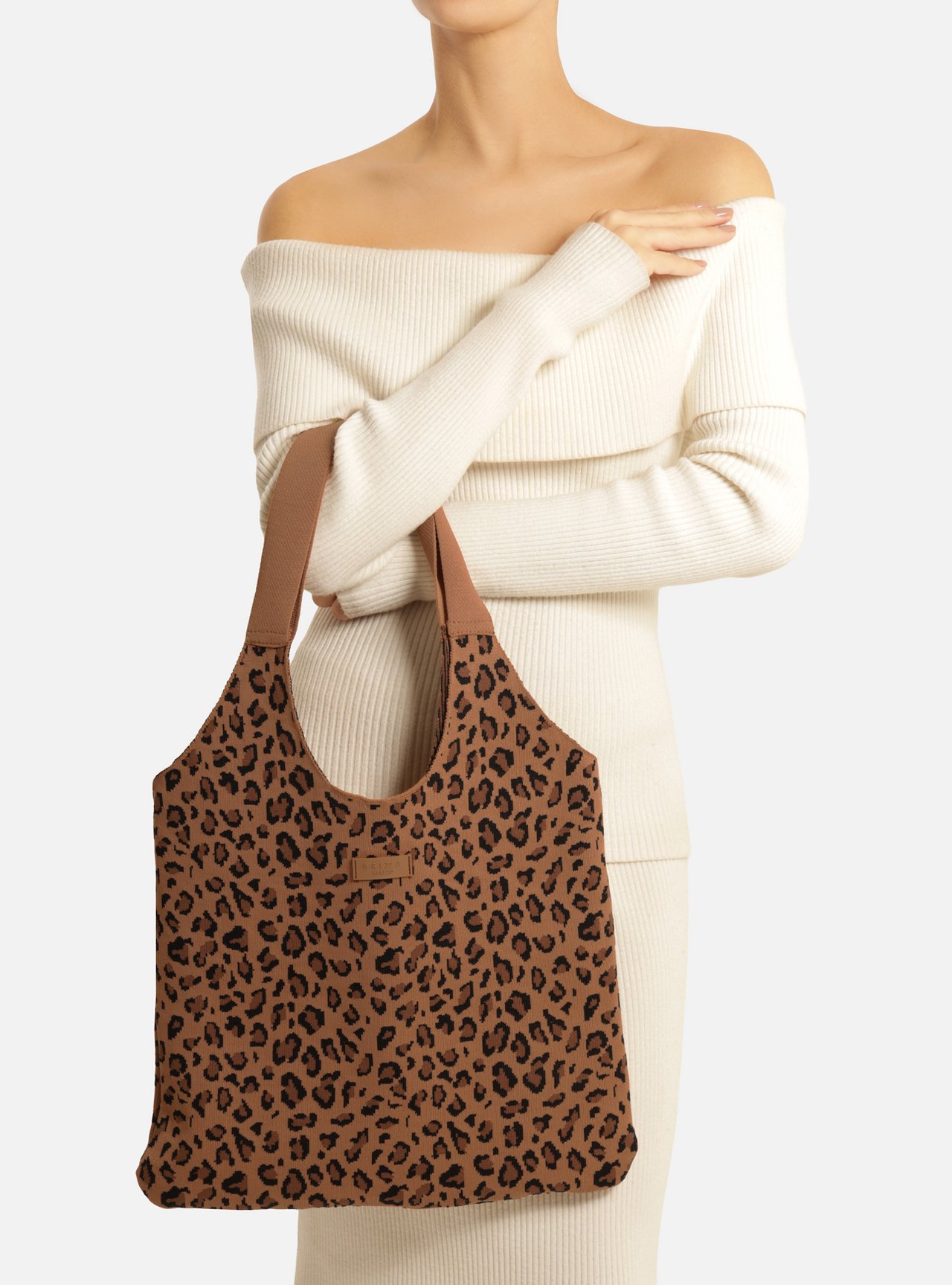 Bolsa Shopping Animal Print Knit Grande Brizza — foto 6