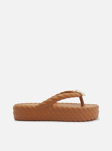 Sandália Marrom Flatform Marrocos Mid Metal
