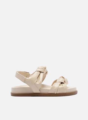 Arezzo — Sandália Papete Off White Couro Nós Velcro