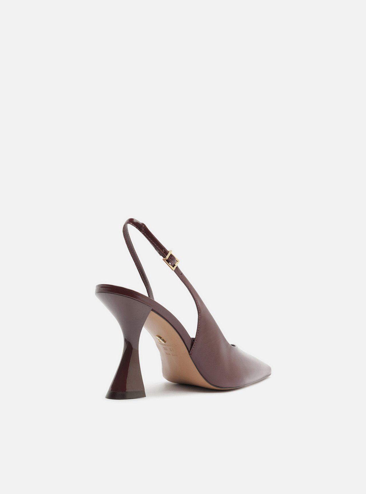 Scarpin Vermelho Couro Salto Geométrico Fivela Slingback — foto 3