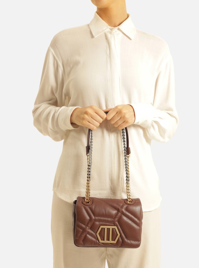 Bolsa Tiracolo Marrom Couro Emma Média
