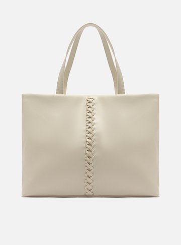 Bolsa Shopping Branca Grande Trançado