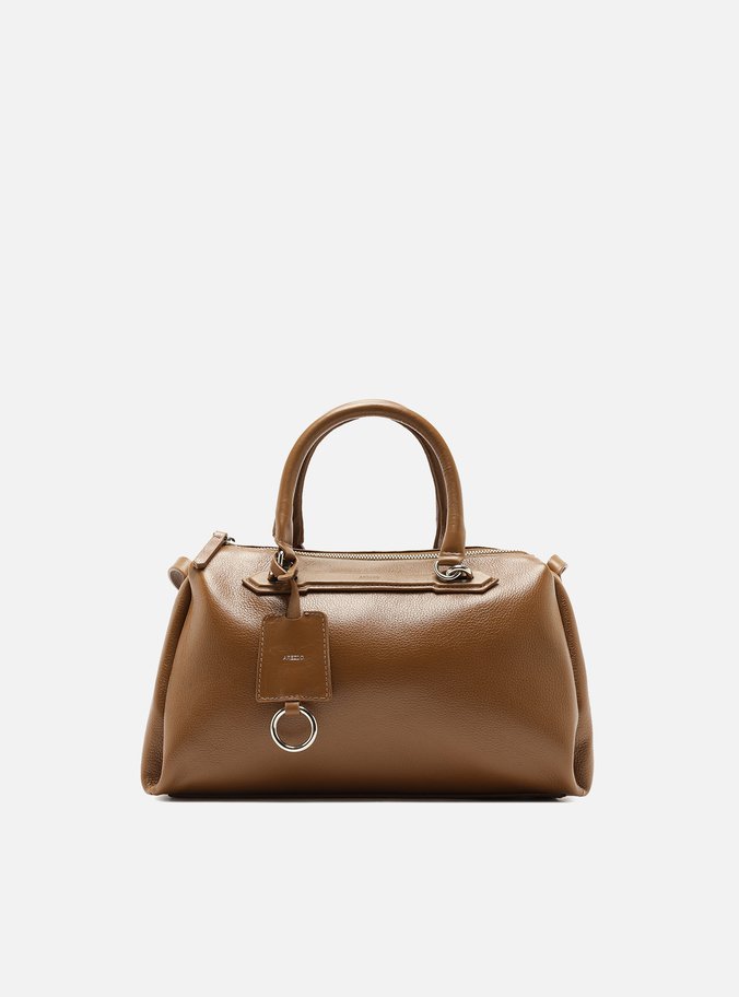 Bolsa Tote Marrom Couro Média Metais