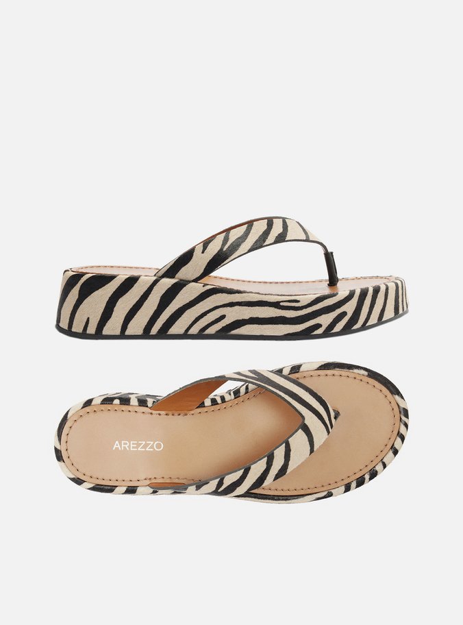 Tamanco Animal Print Flatform Thong