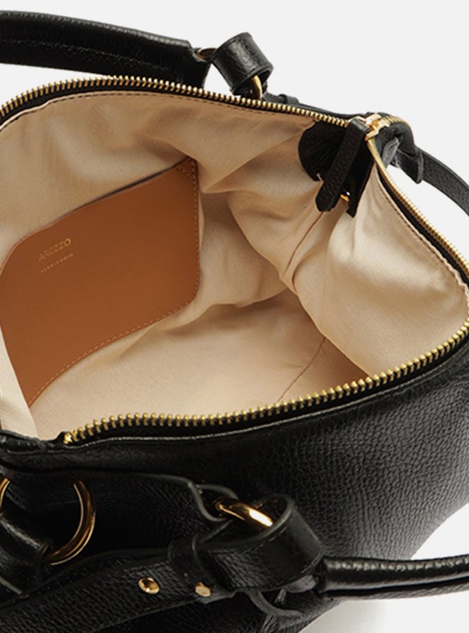 Bolsa Tote Preta Couro Pequena Barbicacho