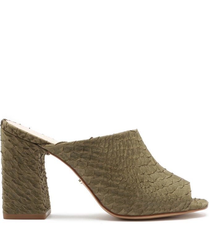 Mule Matte Phyton Salto Alto Pântano