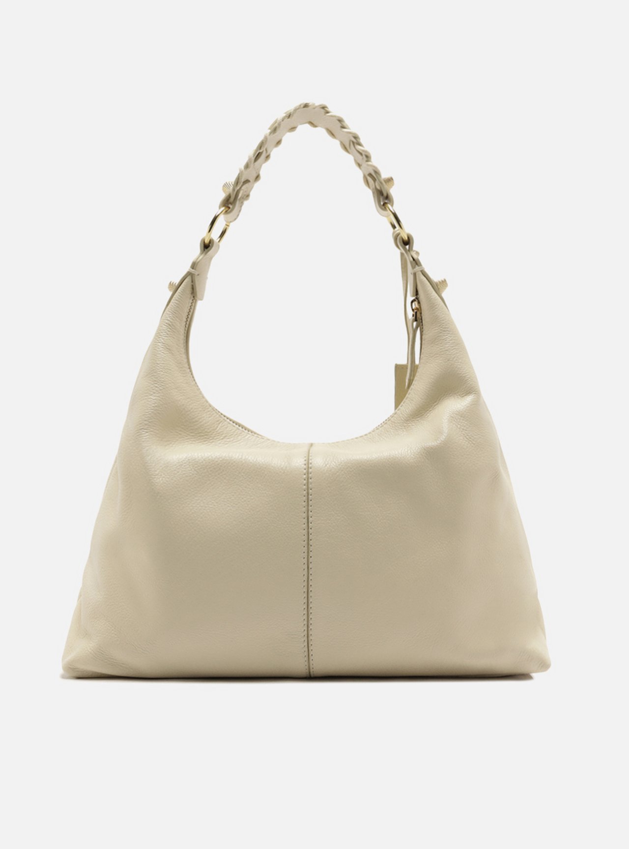 Bolsa Hobo Off White Couro Média Alça Tressê — foto 3