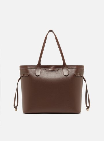 Bolsa Shopping Marrom Couro  Média