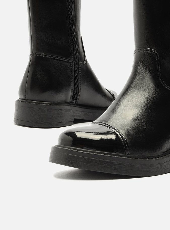 Bota Infantil Preta Cano Alto Biqueira Bambini