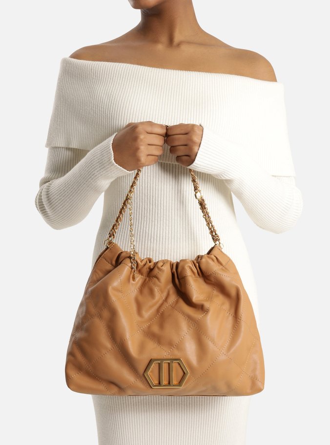 Bolsa Hobo Marrom Couro Grande