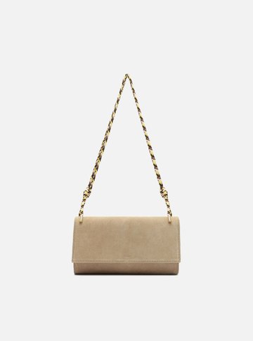 Bolsa Clutch Camurça Nude Alça Trançada