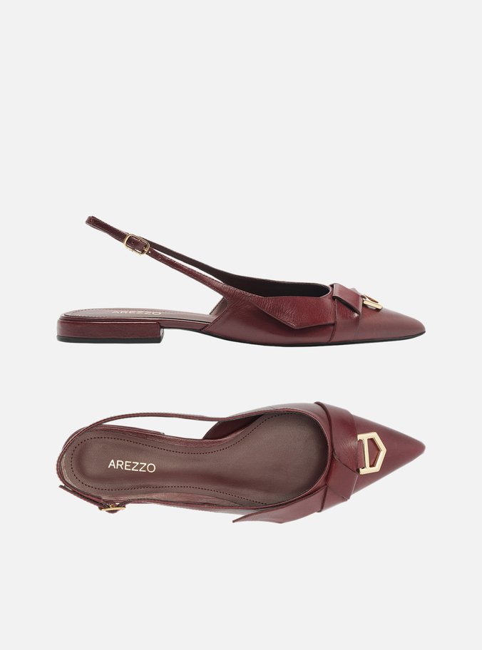 Sapatilha Vermelha Bico Fino Slingback