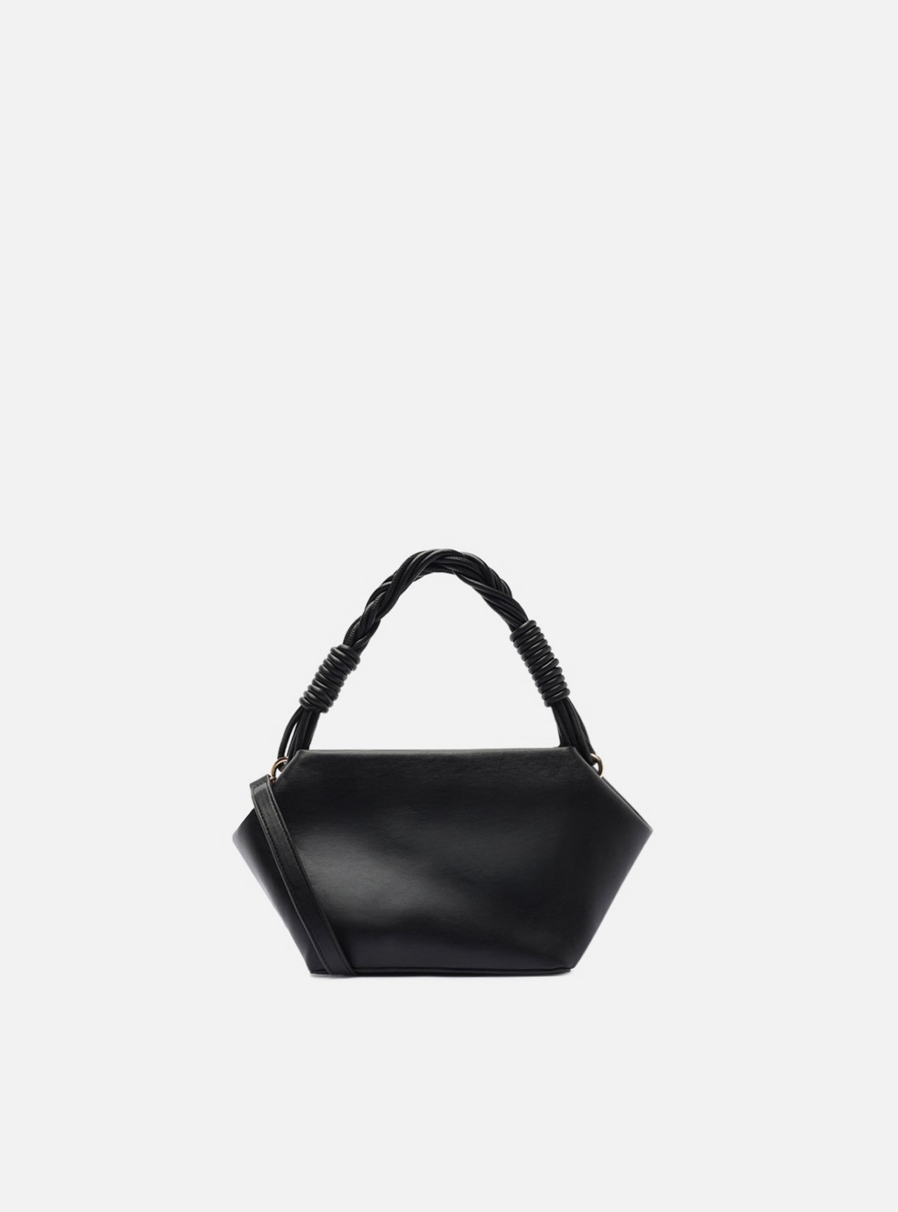 Bolsa Tiracolo Preta Média Alça Trançada — foto 3