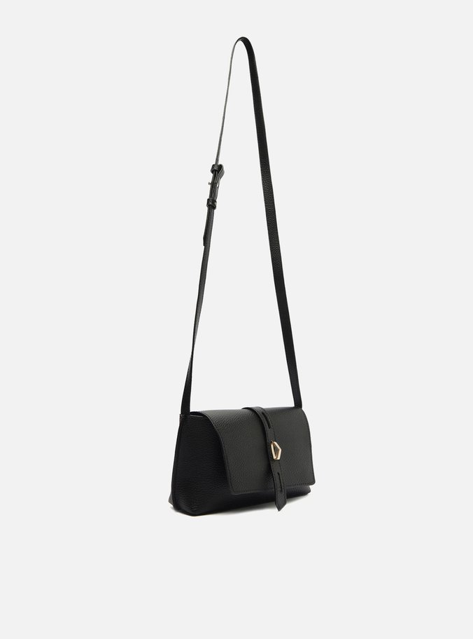 Bolsa Tiracolo Preta Pequena Tira Metal